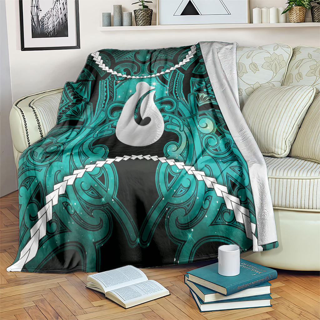 Maori Matariki Hei Matau Turquoise Blanket Maori Kowhaiwhai Pattern Galaxy