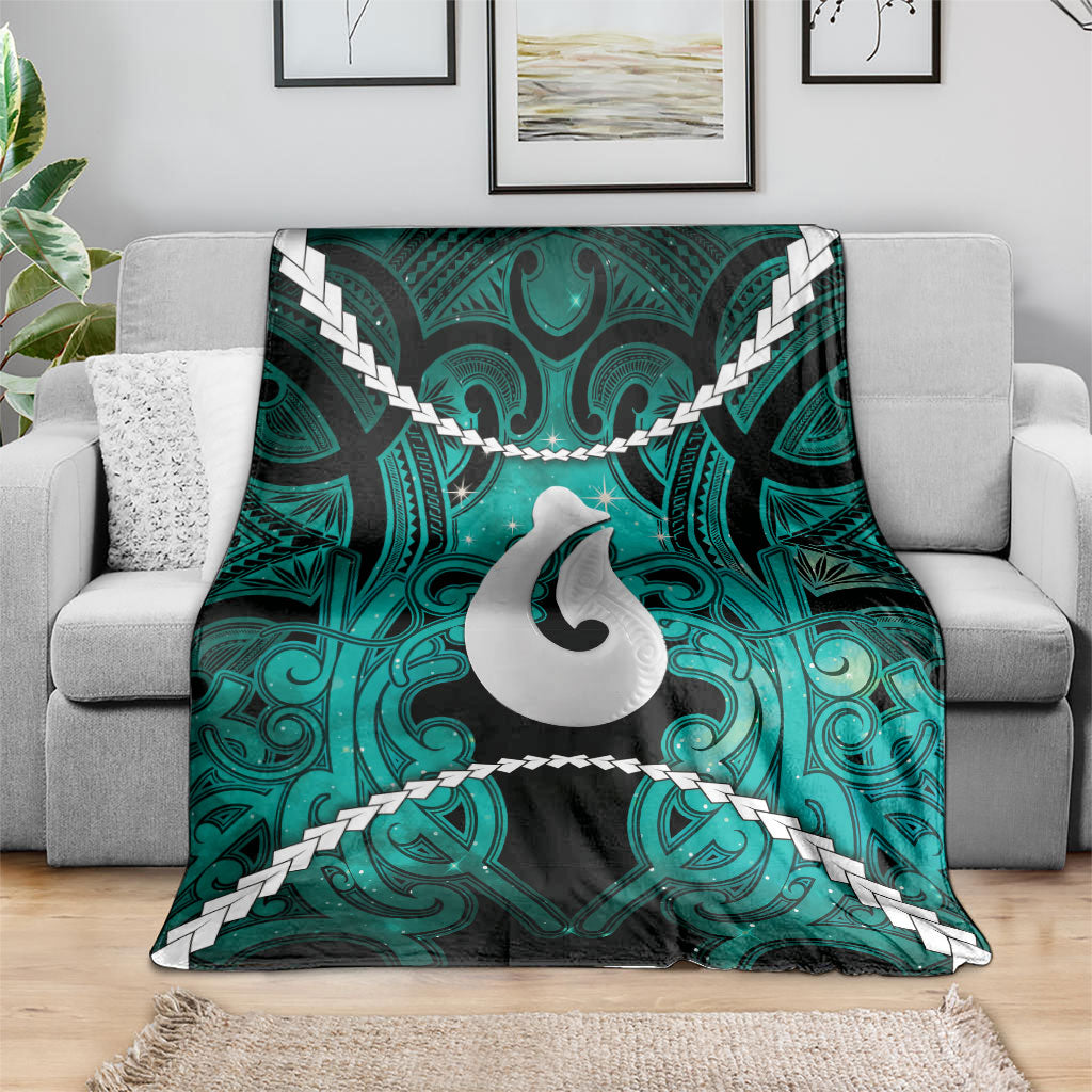 Maori Matariki Hei Matau Turquoise Blanket Maori Kowhaiwhai Pattern Galaxy
