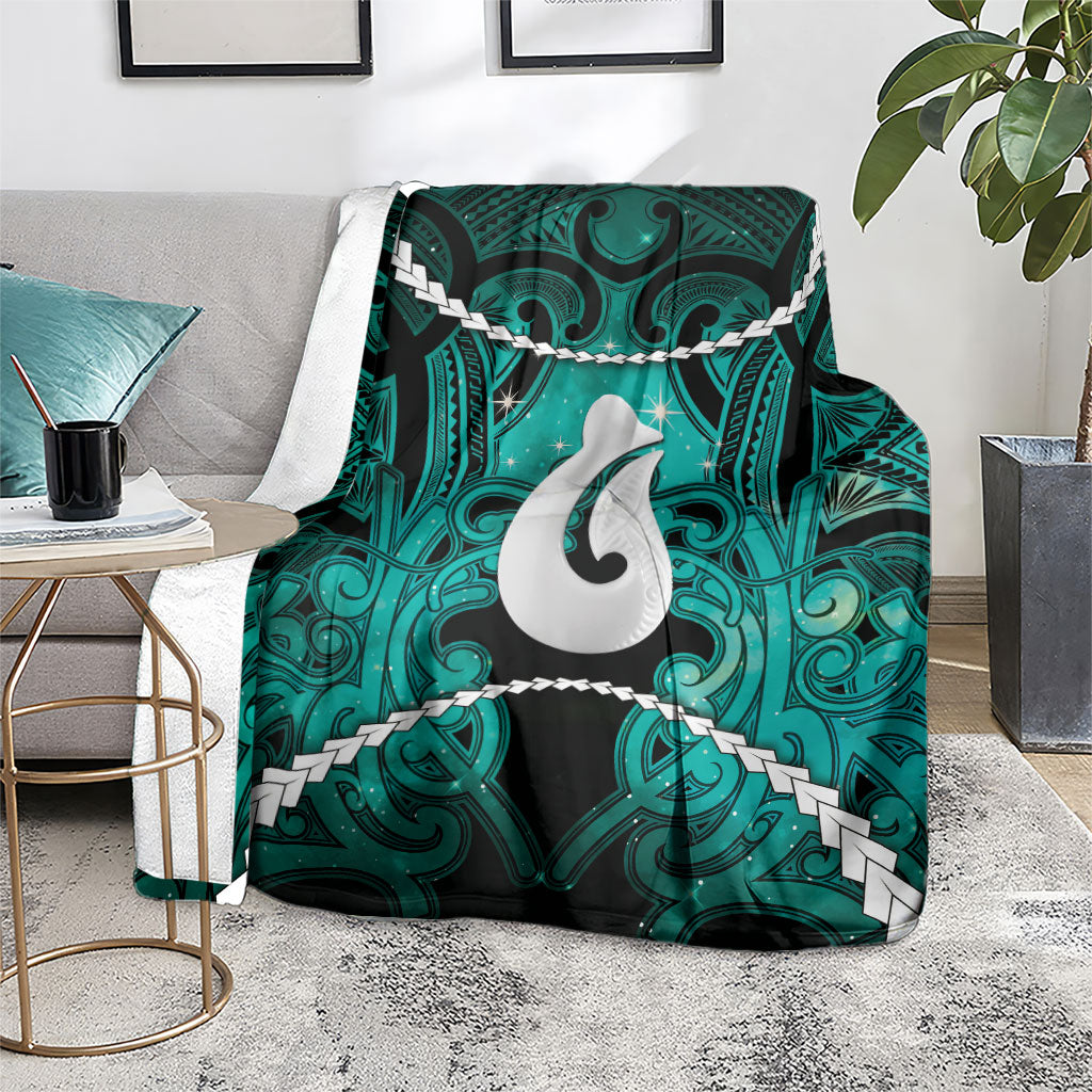 Maori Matariki Hei Matau Turquoise Blanket Maori Kowhaiwhai Pattern Galaxy