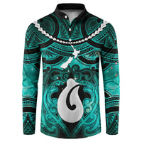 Personalised Maori Matariki Hei Matau Turquoise Button Sweatshirt Maori Kowhaiwhai Pattern Galaxy