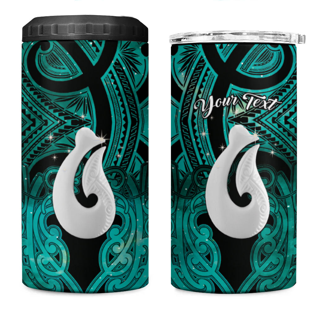 Personalised Maori Matariki Hei Matau Turquoise 4 in 1 Can Cooler Tumbler Maori Kowhaiwhai Pattern Galaxy LT01 One Size: 16 oz Turquoise - Polynesian Pride