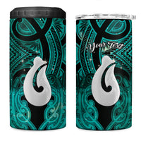 Personalised Maori Matariki Hei Matau Turquoise 4 in 1 Can Cooler Tumbler Maori Kowhaiwhai Pattern Galaxy LT01 One Size: 16 oz Turquoise - Polynesian Pride