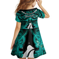 Personalised Maori Matariki Hei Matau Turquoise Family Matching Off Shoulder Short Dress and Hawaiian Shirt Maori Kowhaiwhai Pattern Galaxy LT01 - Polynesian Pride