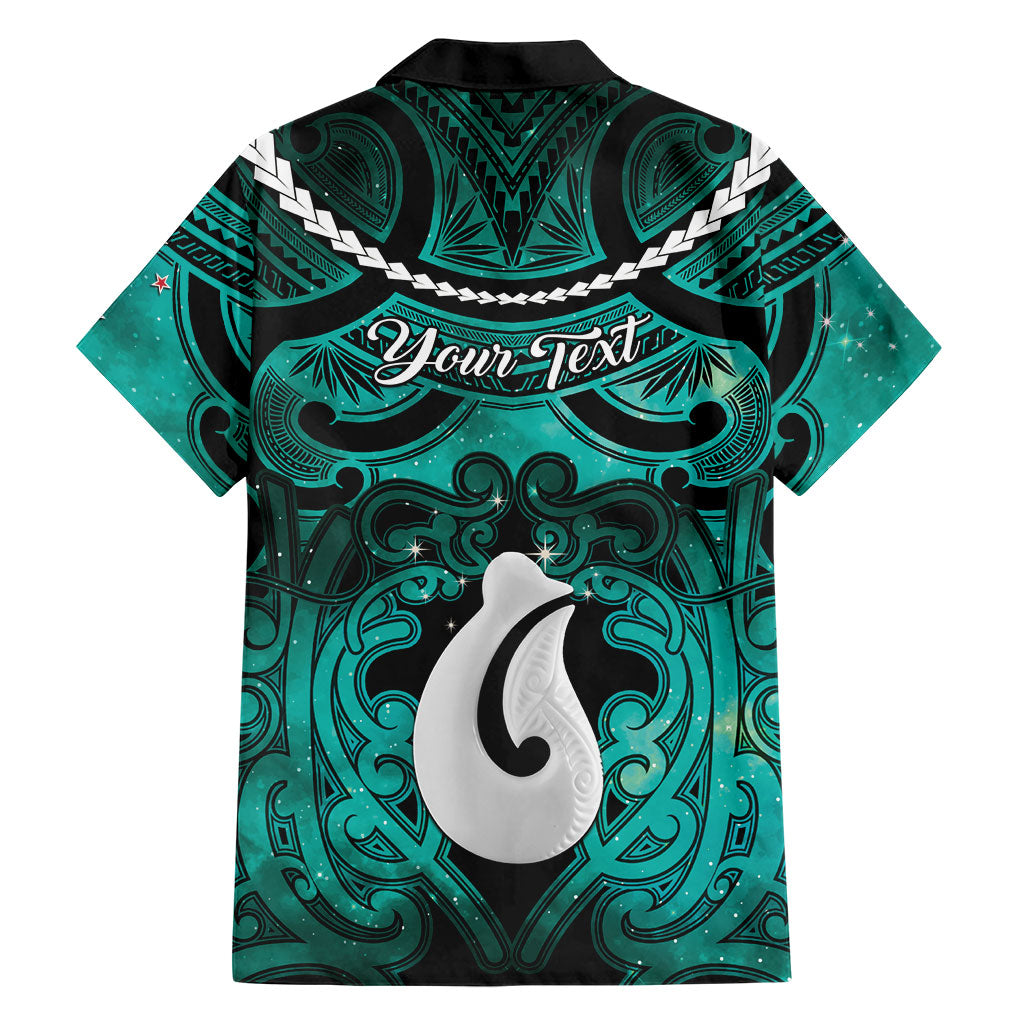 Personalised Maori Matariki Hei Matau Turquoise Family Matching Short Sleeve Bodycon Dress and Hawaiian Shirt Maori Kowhaiwhai Pattern Galaxy LT01 - Polynesian Pride