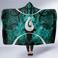 Maori Matariki Hei Matau Turquoise Hooded Blanket Maori Kowhaiwhai Pattern Galaxy