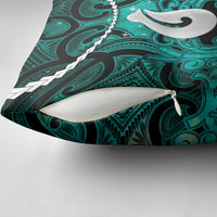Maori Matariki Hei Matau Turquoise Pillow Cover Maori Kowhaiwhai Pattern Galaxy