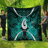 Maori Matariki Hei Matau Turquoise Quilt Maori Kowhaiwhai Pattern Galaxy