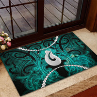 Maori Matariki Hei Matau Turquoise Rubber Doormat Maori Kowhaiwhai Pattern Galaxy LT01 - Polynesian Pride