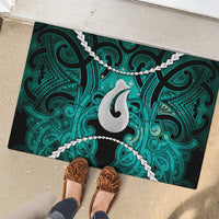 Maori Matariki Hei Matau Turquoise Rubber Doormat Maori Kowhaiwhai Pattern Galaxy LT01 - Polynesian Pride