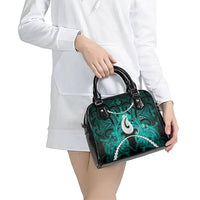 Maori Matariki Hei Matau Turquoise Shoulder Handbag Maori Kowhaiwhai Pattern Galaxy