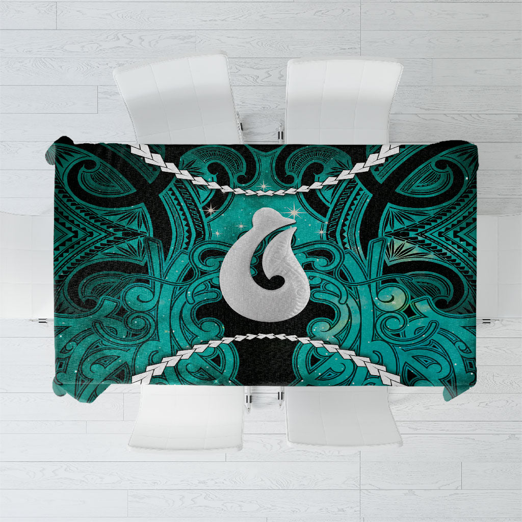 Maori Matariki Hei Matau Turquoise Tablecloth Maori Kowhaiwhai Pattern Galaxy