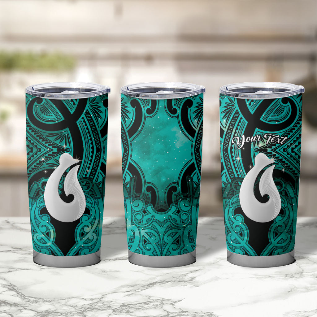 Personalised Maori Matariki Hei Matau Turquoise Tumbler Cup Maori Kowhaiwhai Pattern Galaxy