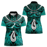 Personalised Maori Matariki Hei Matau Turquoise Women Polo Shirt Maori Kowhaiwhai Pattern Galaxy LT01 - Polynesian Pride