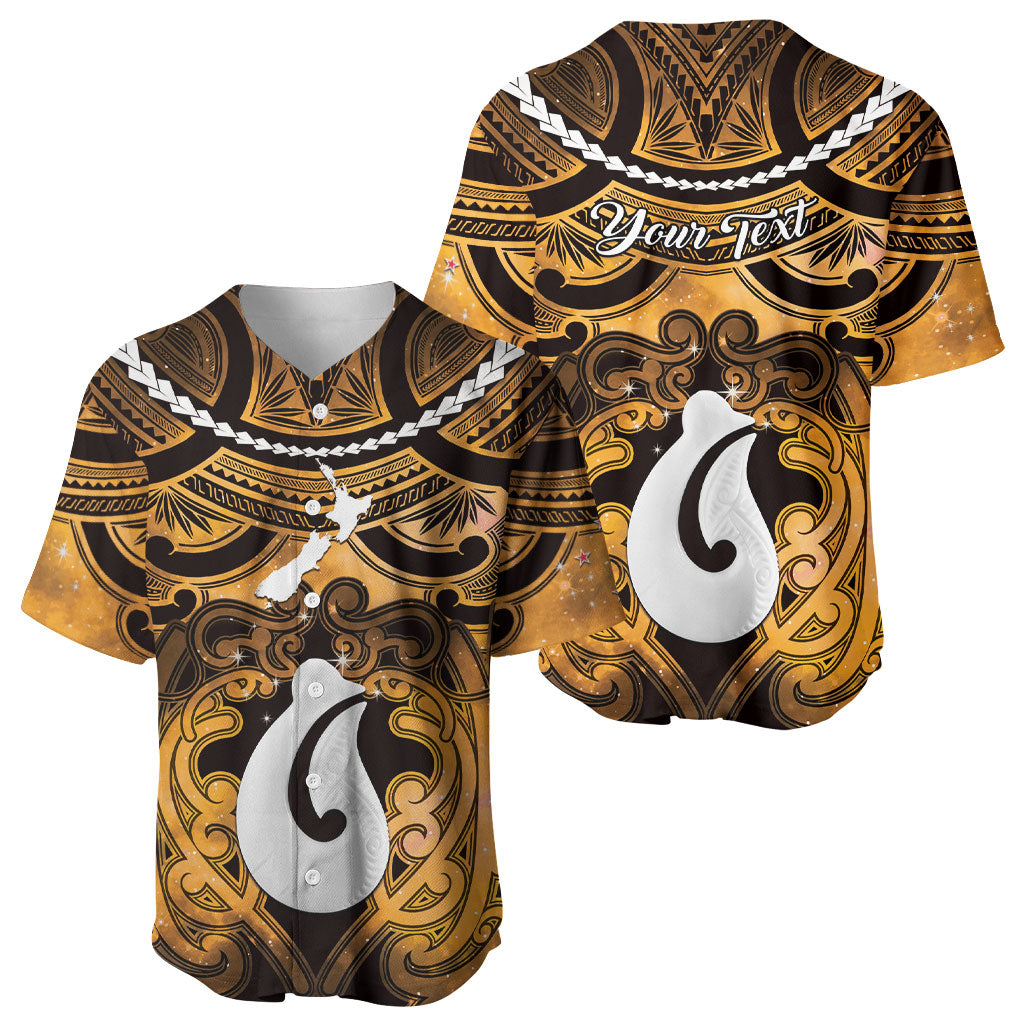Personalised Maori Matariki Hei Matau Kowhai Baseball Jersey Maori Kowhaiwhai Pattern Galaxy