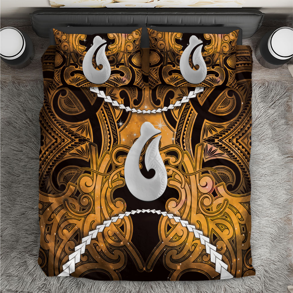 Maori Matariki Hei Matau Kowhai Bedding Set Maori Kowhaiwhai Pattern Galaxy