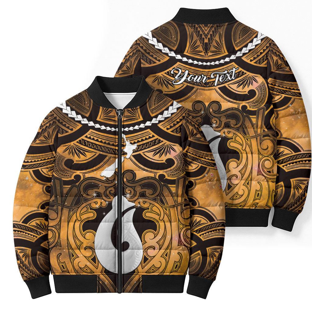 Personalised Maori Matariki Hei Matau Kowhai Bomber Puffer Jacket Maori Kowhaiwhai Pattern Galaxy LT01 - Polynesian Pride