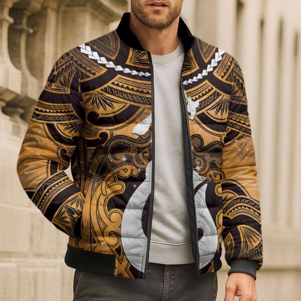 Personalised Maori Matariki Hei Matau Kowhai Bomber Puffer Jacket Maori Kowhaiwhai Pattern Galaxy LT01 - Polynesian Pride