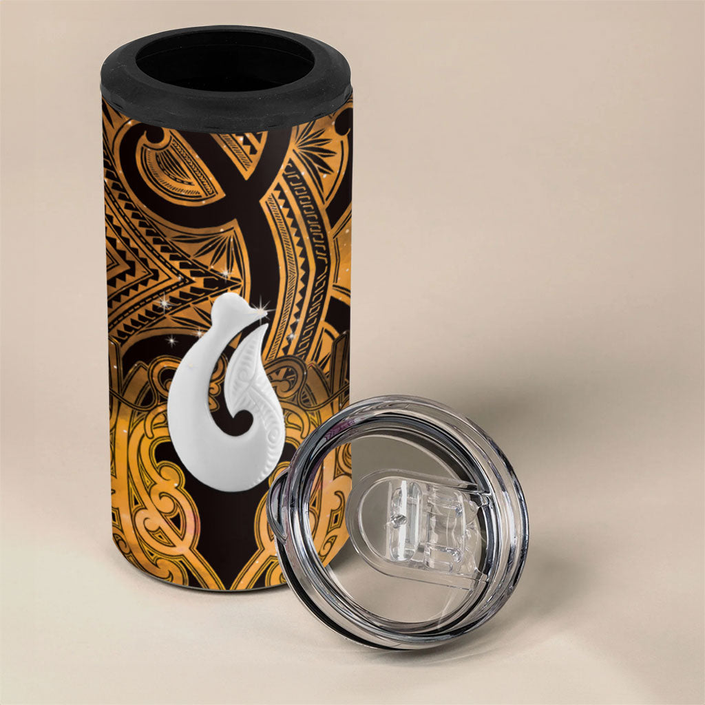 Personalised Maori Matariki Hei Matau Kowhai 4 in 1 Can Cooler Tumbler Maori Kowhaiwhai Pattern Galaxy LT01 - Polynesian Pride