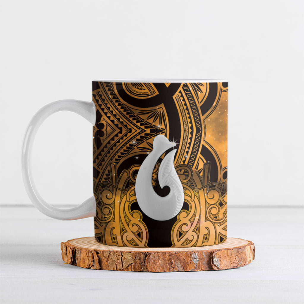 Personalised Maori Matariki Hei Matau Kowhai Ceramic Mug Maori Kowhaiwhai Pattern Galaxy
