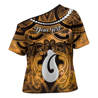 Personalised Maori Matariki Hei Matau Kowhai Cross Shoulder Shirt Maori Kowhaiwhai Pattern Galaxy