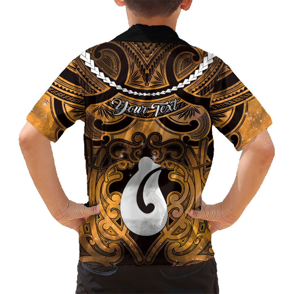 Personalised Maori Matariki Hei Matau Kowhai Family Matching Long Sleeve Bodycon Dress and Hawaiian Shirt Maori Kowhaiwhai Pattern Galaxy LT01 - Polynesian Pride