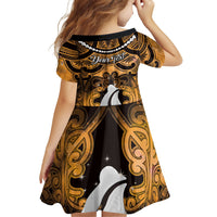 Personalised Maori Matariki Hei Matau Kowhai Family Matching Off Shoulder Short Dress and Hawaiian Shirt Maori Kowhaiwhai Pattern Galaxy LT01 - Polynesian Pride