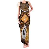 Personalised Maori Matariki Hei Matau Kowhai Family Matching Tank Maxi Dress and Hawaiian Shirt Maori Kowhaiwhai Pattern Galaxy LT01 Mom's Dress Yellow - Polynesian Pride