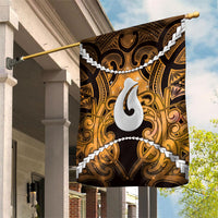 Maori Matariki Hei Matau Kowhai Garden Flag Maori Kowhaiwhai Pattern Galaxy LT01 House Flag Yellow - Polynesian Pride