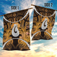 Maori Matariki Hei Matau Kowhai Garden Flag Maori Kowhaiwhai Pattern Galaxy LT01 - Polynesian Pride