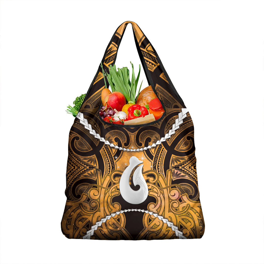 Maori Matariki Hei Matau Kowhai Grocery Bag Maori Kowhaiwhai Pattern Galaxy LT01 1-pack One Size Yellow - Polynesian Pride