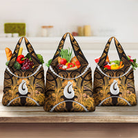 Maori Matariki Hei Matau Kowhai Grocery Bag Maori Kowhaiwhai Pattern Galaxy LT01 3-pack One Size Yellow - Polynesian Pride