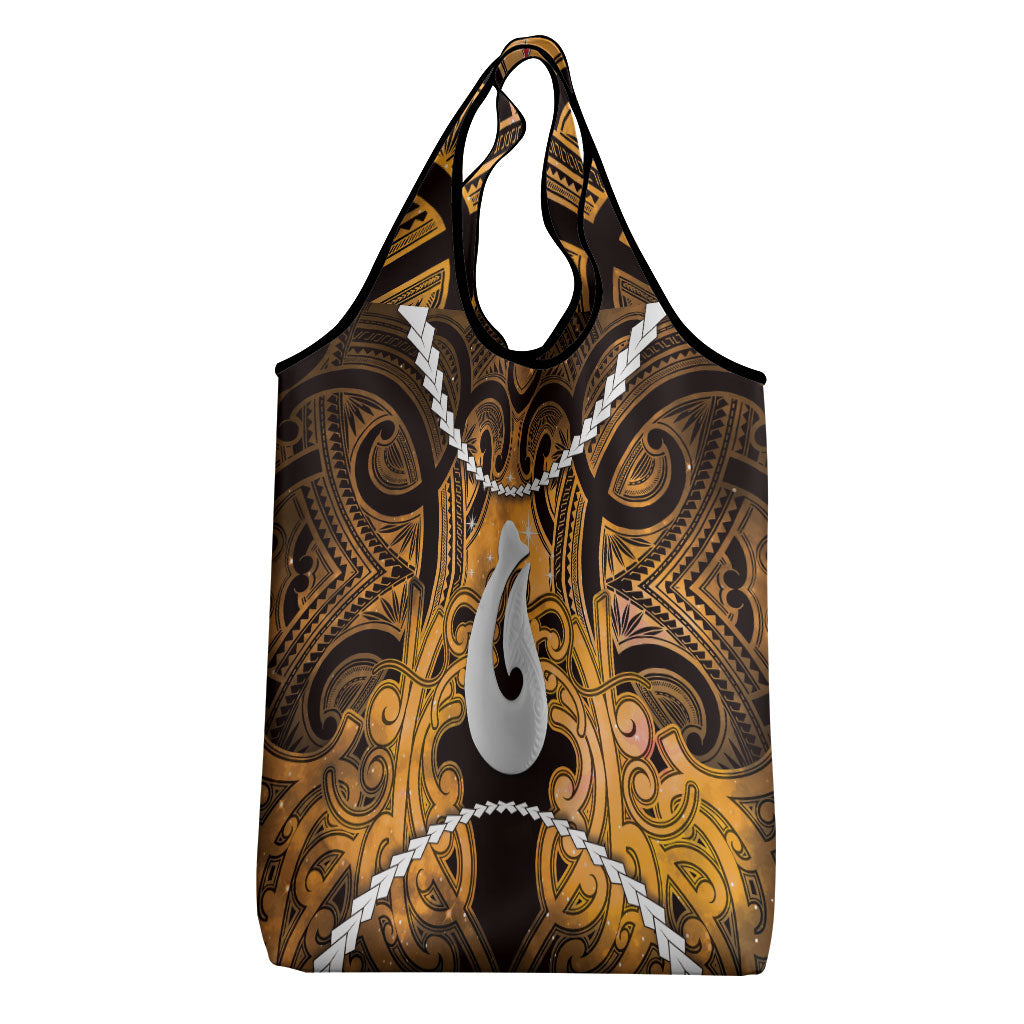 Maori Matariki Hei Matau Kowhai Grocery Bag Maori Kowhaiwhai Pattern Galaxy LT01 - Polynesian Pride