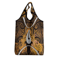 Maori Matariki Hei Matau Kowhai Grocery Bag Maori Kowhaiwhai Pattern Galaxy LT01 - Polynesian Pride