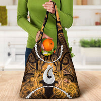 Maori Matariki Hei Matau Kowhai Grocery Bag Maori Kowhaiwhai Pattern Galaxy LT01 - Polynesian Pride