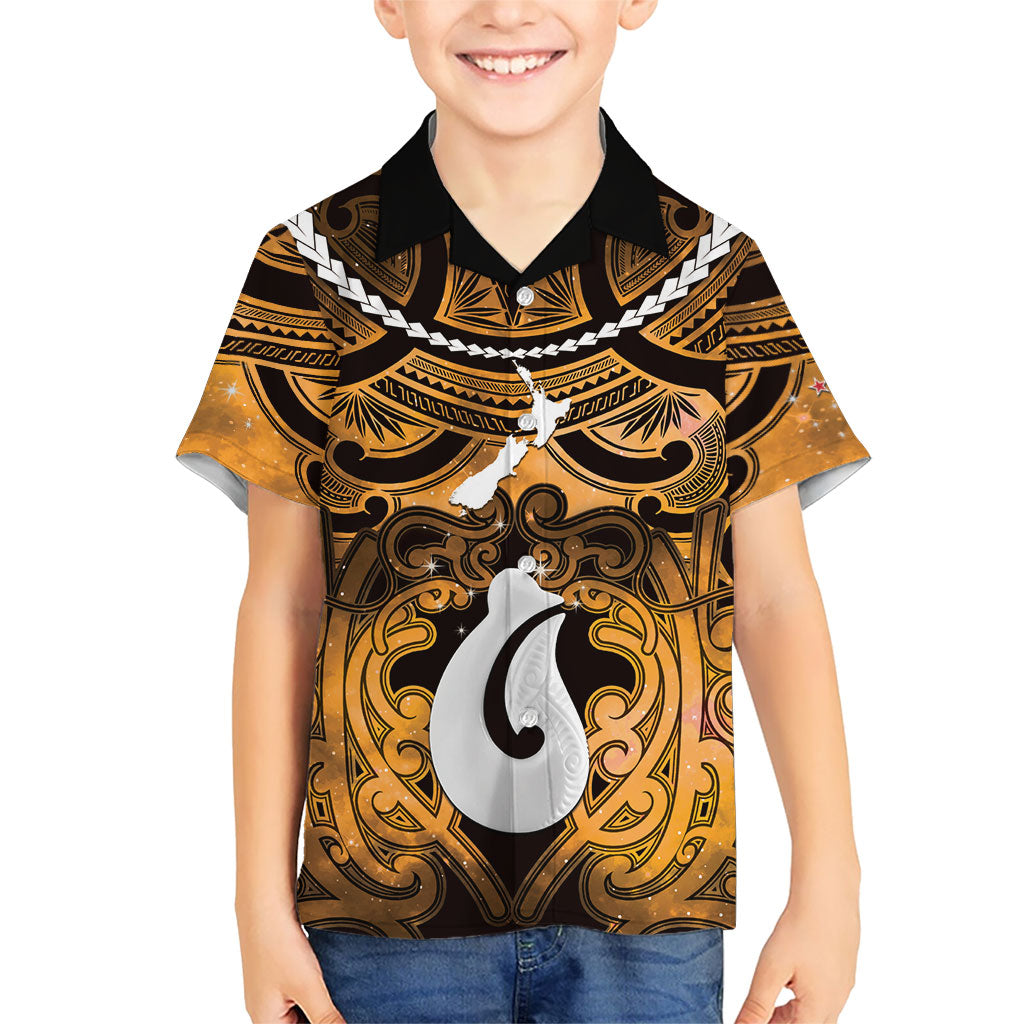 Personalised Maori Matariki Hei Matau Kowhai Hawaiian Shirt Maori Kowhaiwhai Pattern Galaxy