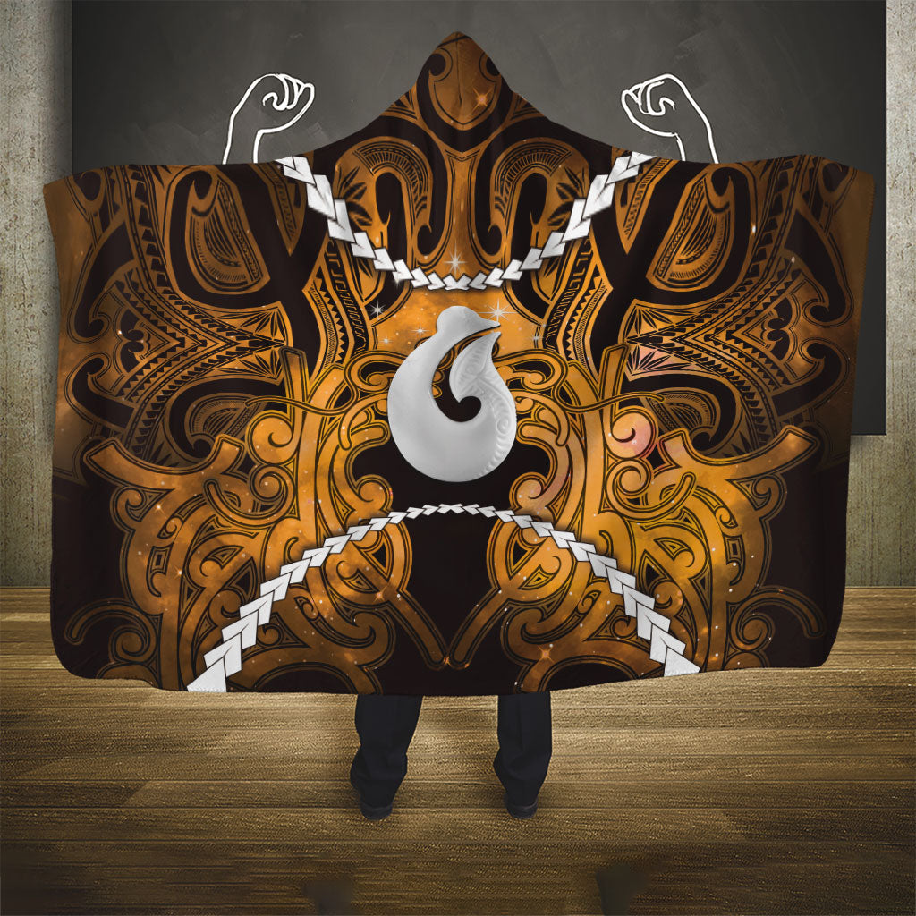 Maori Matariki Hei Matau Kowhai Hooded Blanket Maori Kowhaiwhai Pattern Galaxy