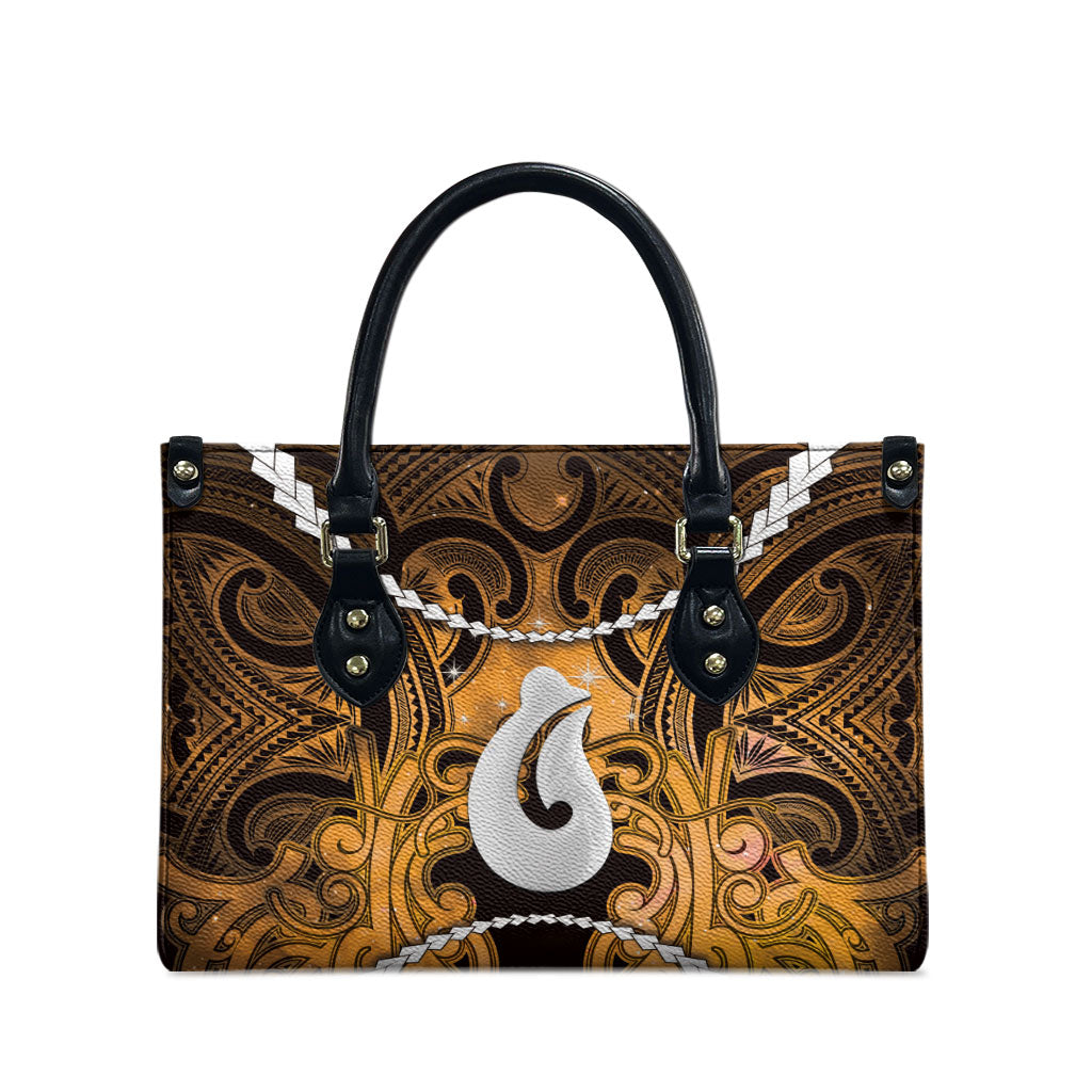Maori Matariki Hei Matau Kowhai Leather Bag Maori Kowhaiwhai Pattern Galaxy