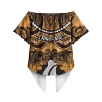 Personalised Maori Matariki Hei Matau Kowhai Off Shoulder Wrap Waist Top Maori Kowhaiwhai Pattern Galaxy LT01 - Polynesian Pride