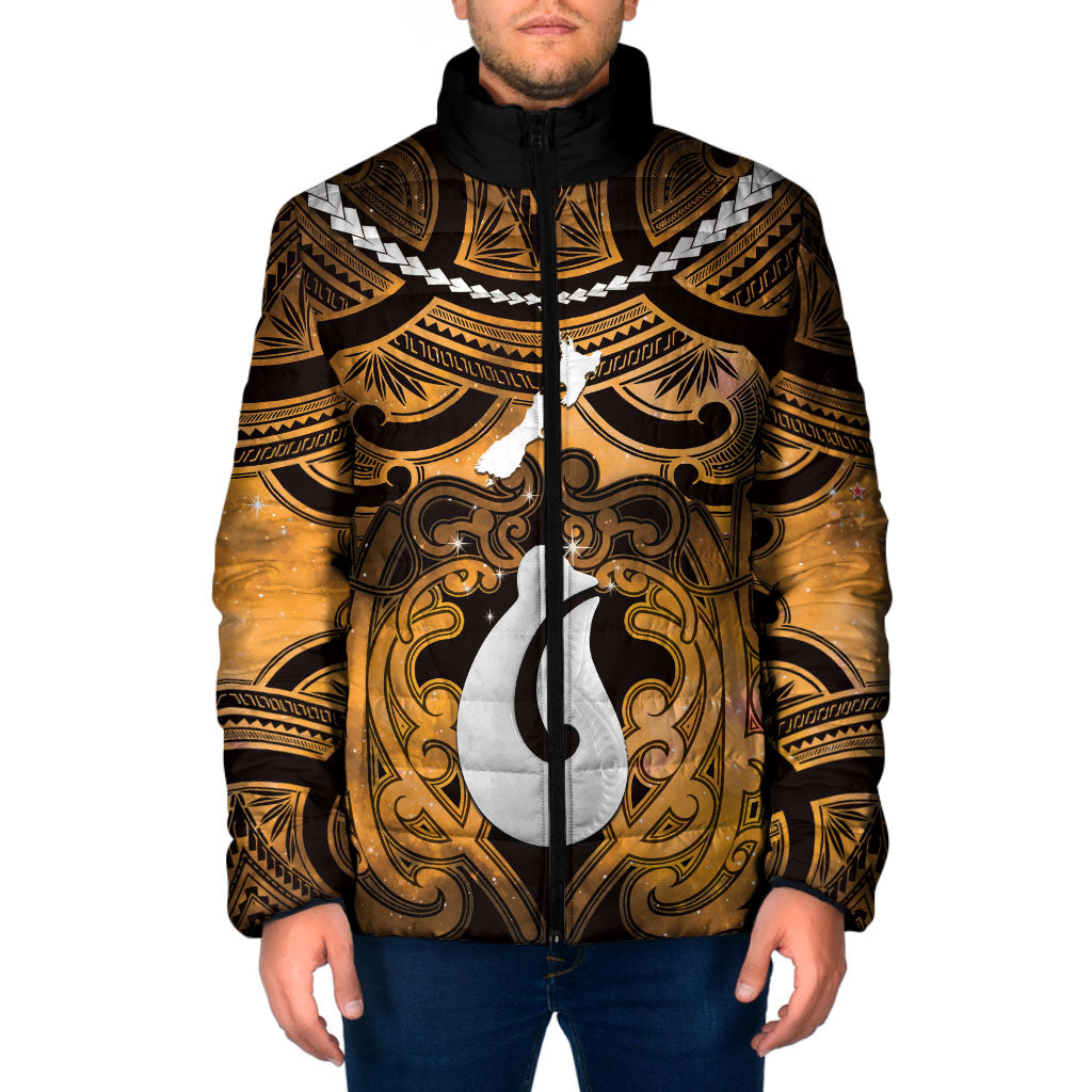Personalised Maori Matariki Hei Matau Kowhai Padded Jacket Maori Kowhaiwhai Pattern Galaxy