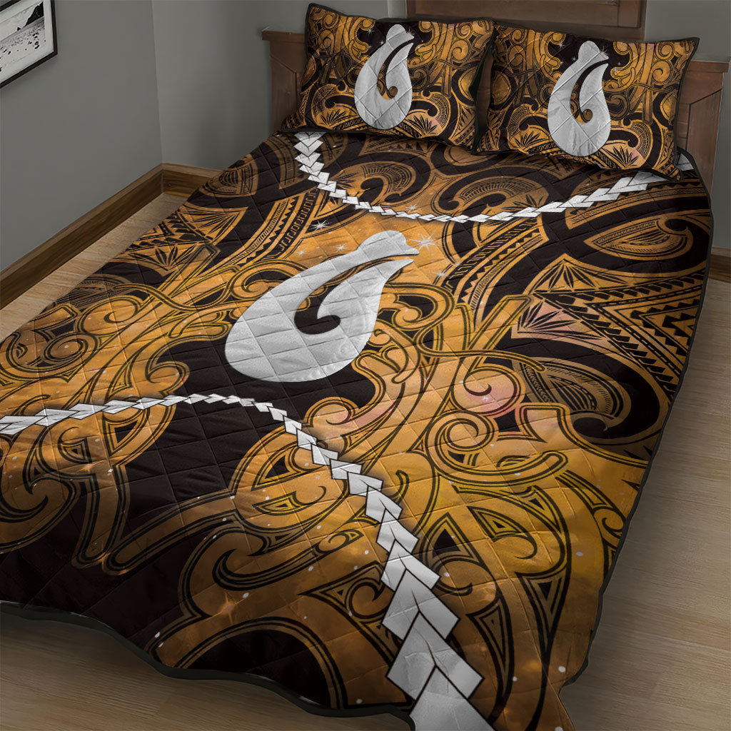 Maori Matariki Hei Matau Kowhai Quilt Bed Set Maori Kowhaiwhai Pattern Galaxy LT01 - Polynesian Pride