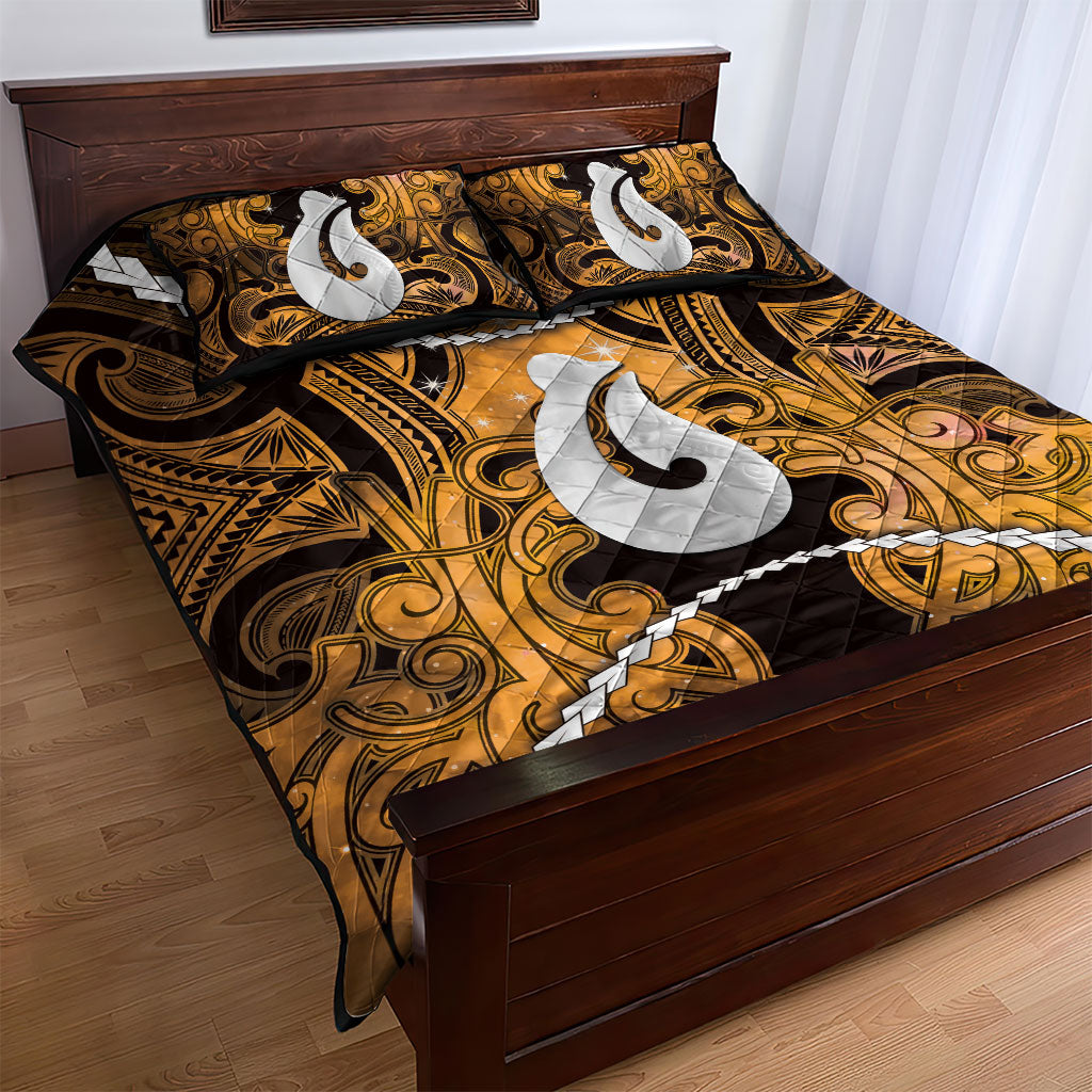 Maori Matariki Hei Matau Kowhai Quilt Bed Set Maori Kowhaiwhai Pattern Galaxy LT01 - Polynesian Pride