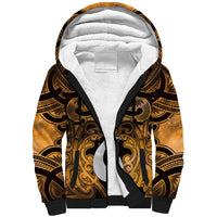 Personalised Maori Matariki Hei Matau Kowhai Sherpa Hoodie Maori Kowhaiwhai Pattern Galaxy LT01 Unisex Yellow - Polynesian Pride