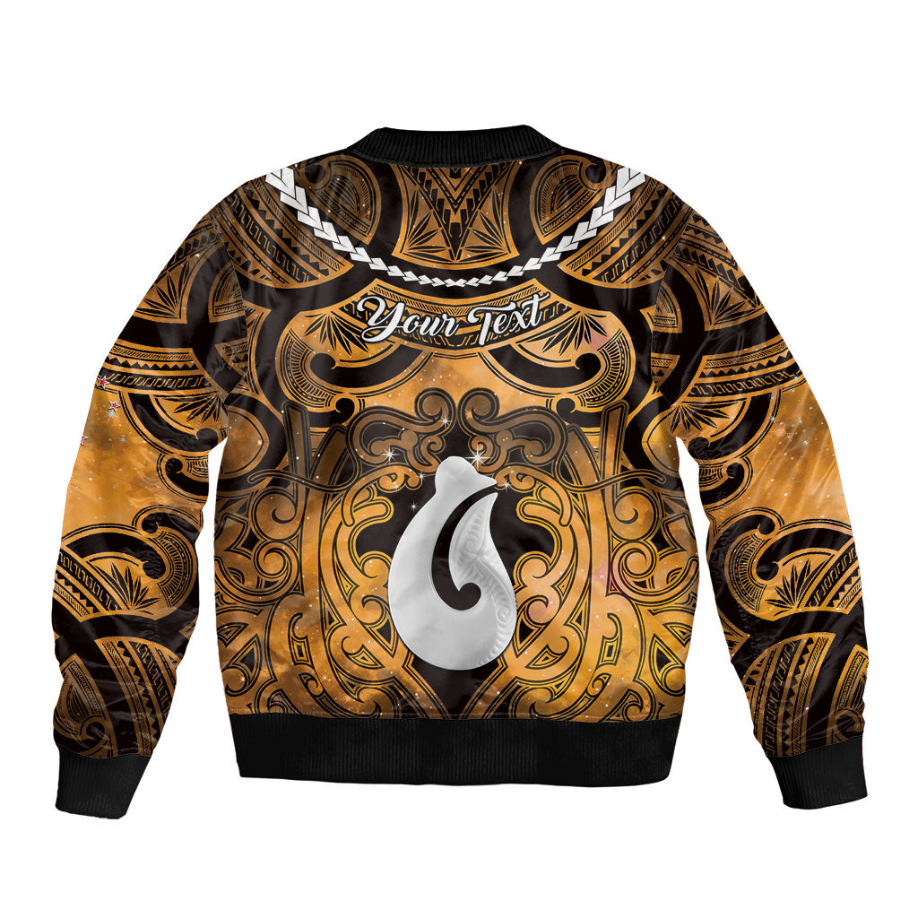 Personalised Maori Matariki Hei Matau Kowhai Sleeve Zip Bomber Jacket Maori Kowhaiwhai Pattern Galaxy LT01 - Polynesian Pride
