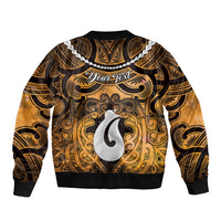 Personalised Maori Matariki Hei Matau Kowhai Sleeve Zip Bomber Jacket Maori Kowhaiwhai Pattern Galaxy LT01 - Polynesian Pride