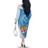 Fiji Rugby Off The Shoulder Long Sleeve Dress Come On Fijian Tapa Pattern LT01 - Polynesian Pride
