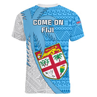 Fiji Rugby Women V Neck T Shirt Come On Fijian Tapa Pattern LT01 - Polynesian Pride