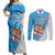 Custom Fiji Rugby Couples Matching Off Shoulder Maxi Dress and Long Sleeve Button Shirts Come On Fijian Tapa Pattern LT01 Blue - Polynesian Pride