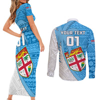 Custom Fiji Rugby Couples Matching Short Sleeve Bodycon Dress and Long Sleeve Button Shirts Come On Fijian Tapa Pattern LT01 - Polynesian Pride