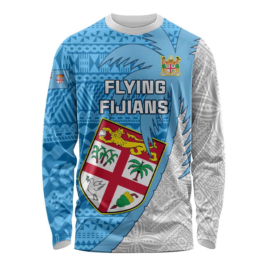 Custom Fiji Rugby Long Sleeve Shirt Come On Fijian Tapa Pattern LT01