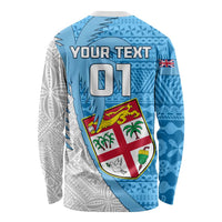Custom Fiji Rugby Long Sleeve Shirt Come On Fijian Tapa Pattern LT01